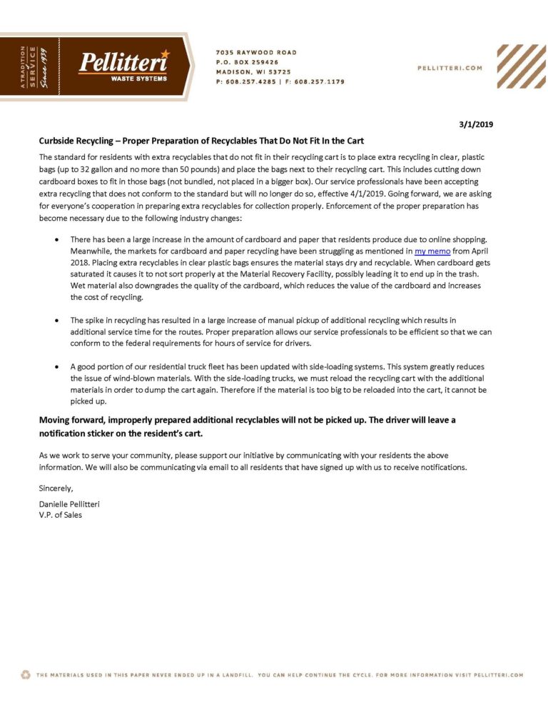 Recycling Notice Village of Brooklyn