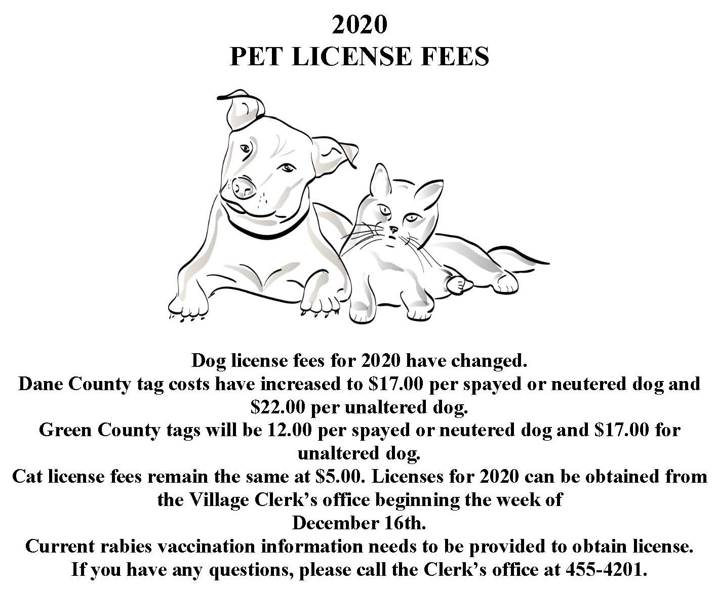 2020 Pet Licenses Village of Brooklyn