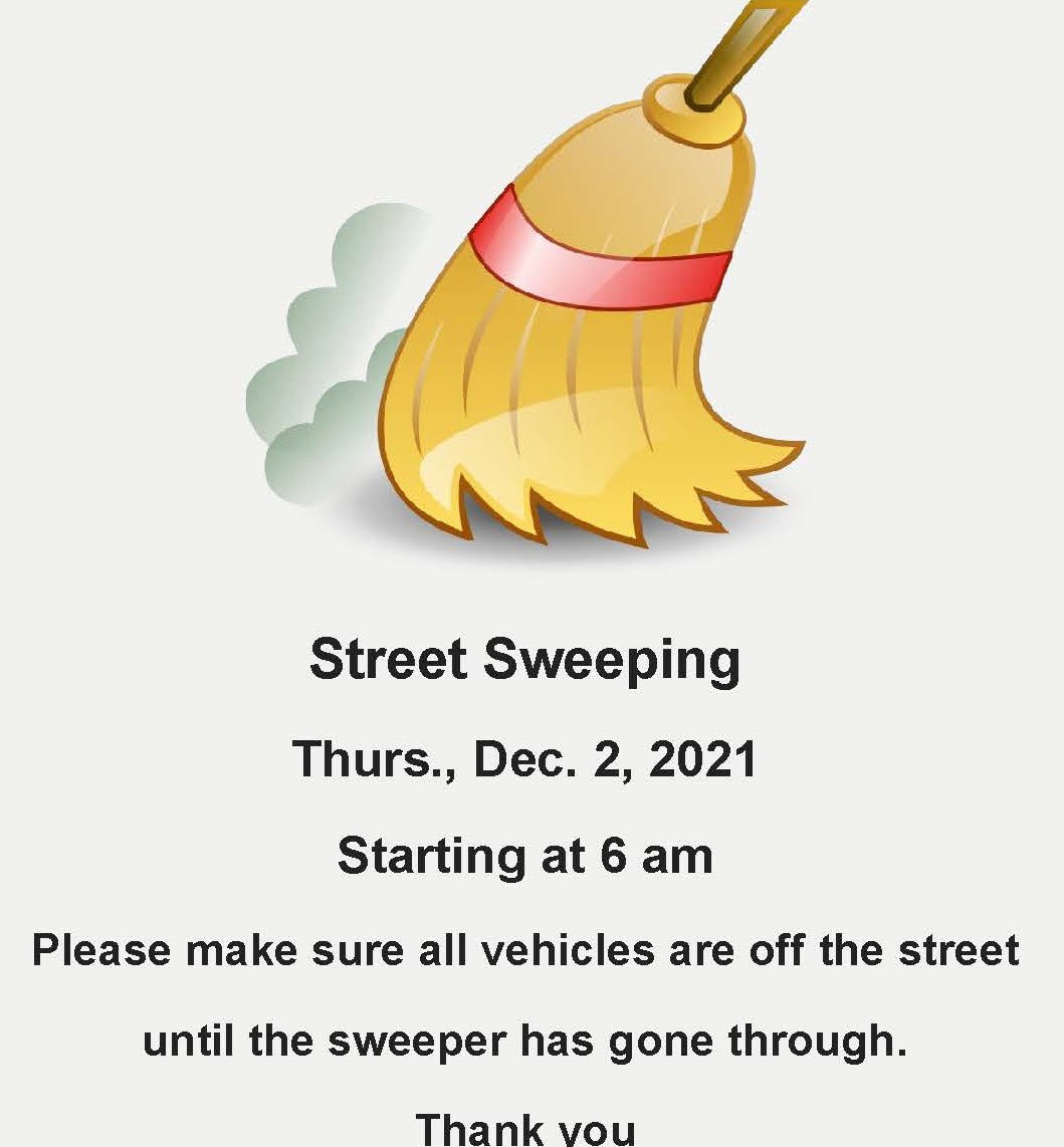 Street Sweeping Thursday, Dec. 2, 2021 Village of Brooklyn