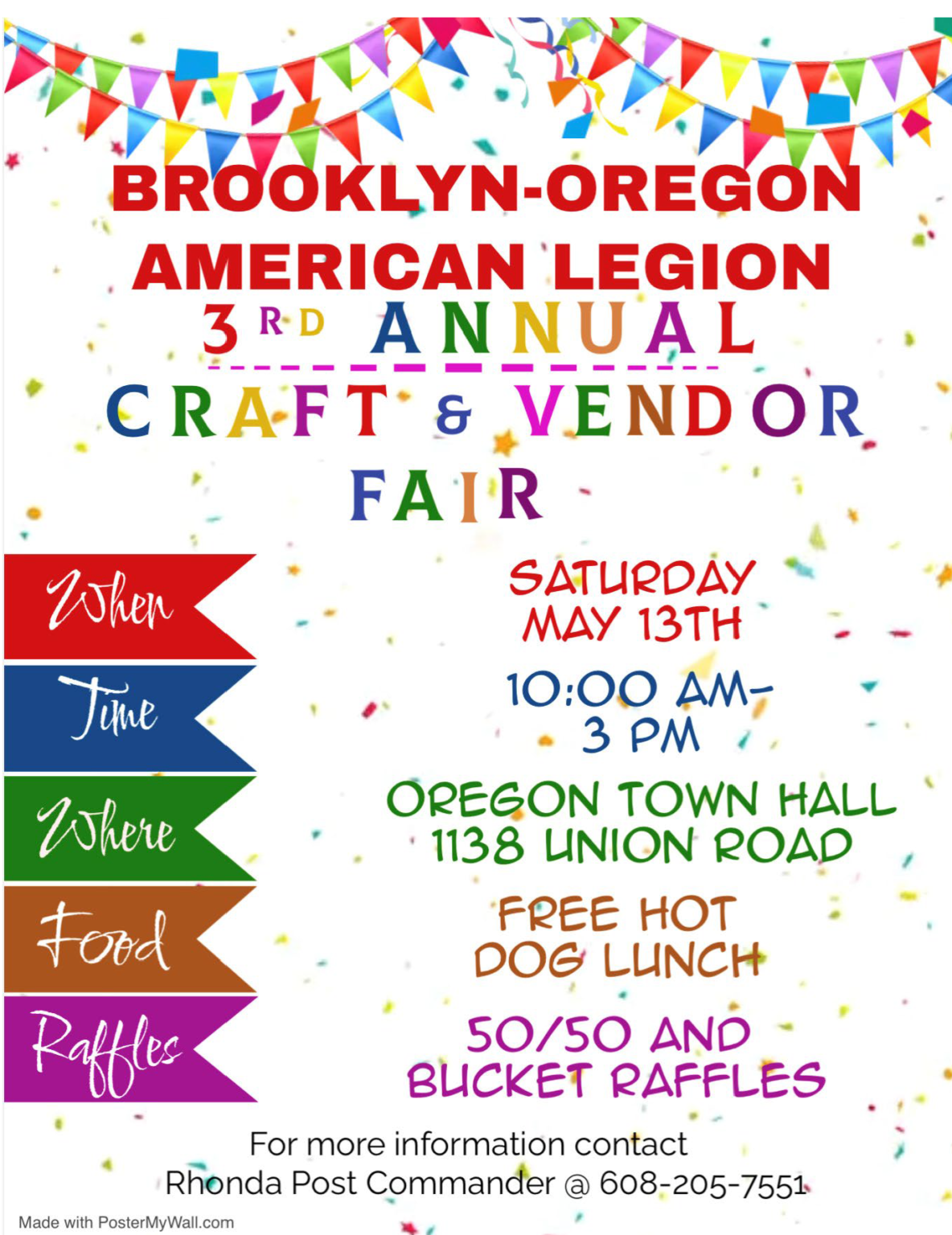 Legion 3rd Annual Craft & Vendor Fair May 13, 2023 10 am to 3 pm