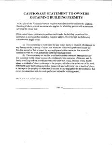 Cautionary statement to owners obtaining building permits – City of New ...