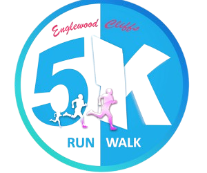 Englewood Cliffs 5K Run Logo - Circular logo white and blue