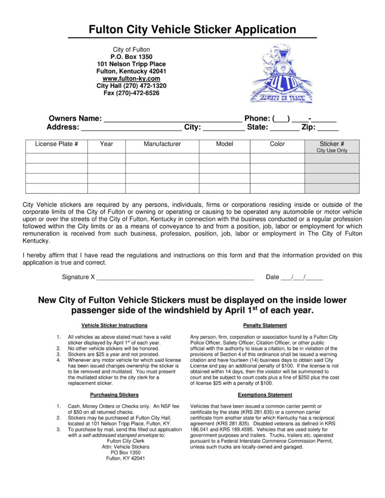 City Vehicle Stickers Due by April 1st, 2024