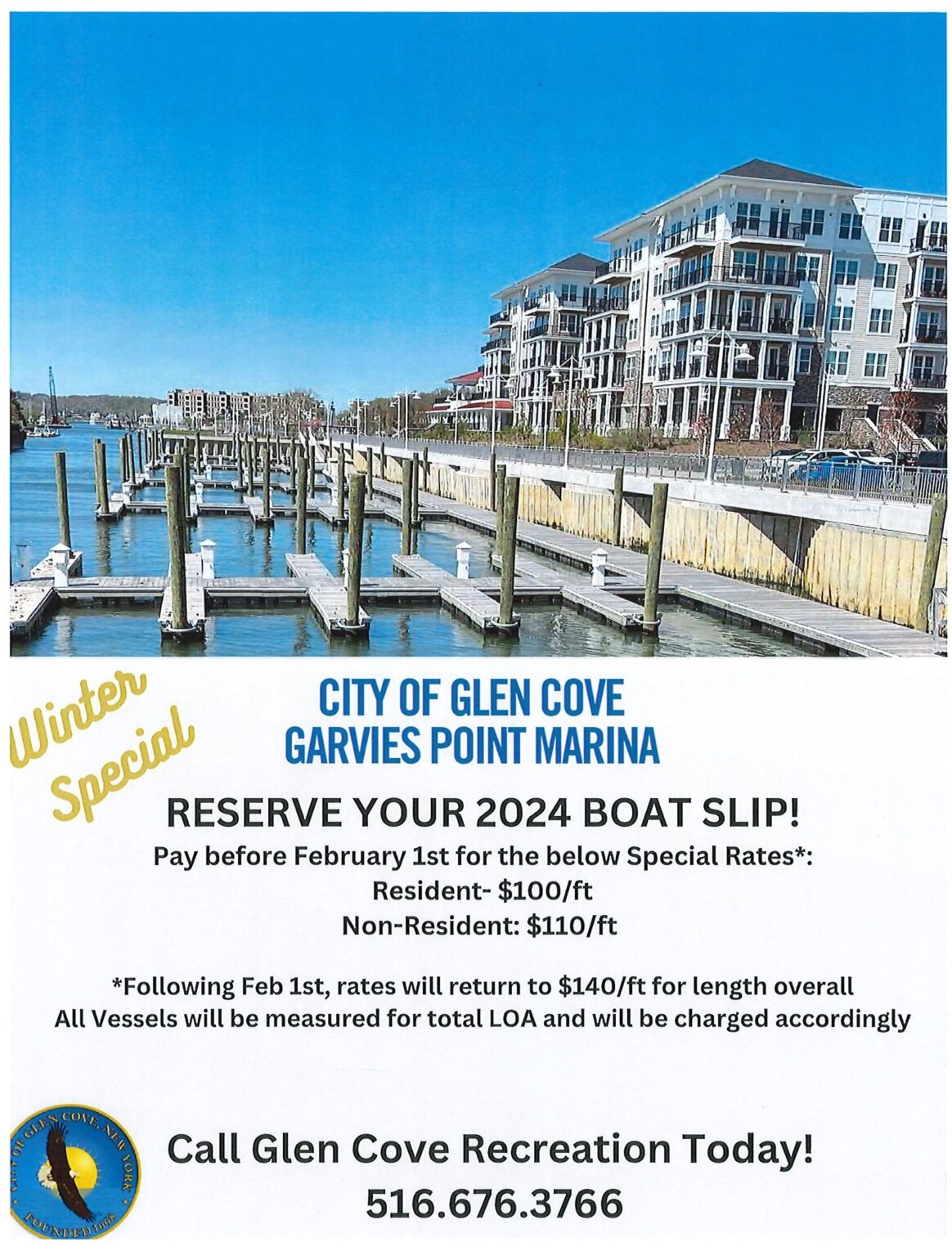 Reserve Your 2024 Boat Slip at Glen Cove Garvies Point Marina City of
