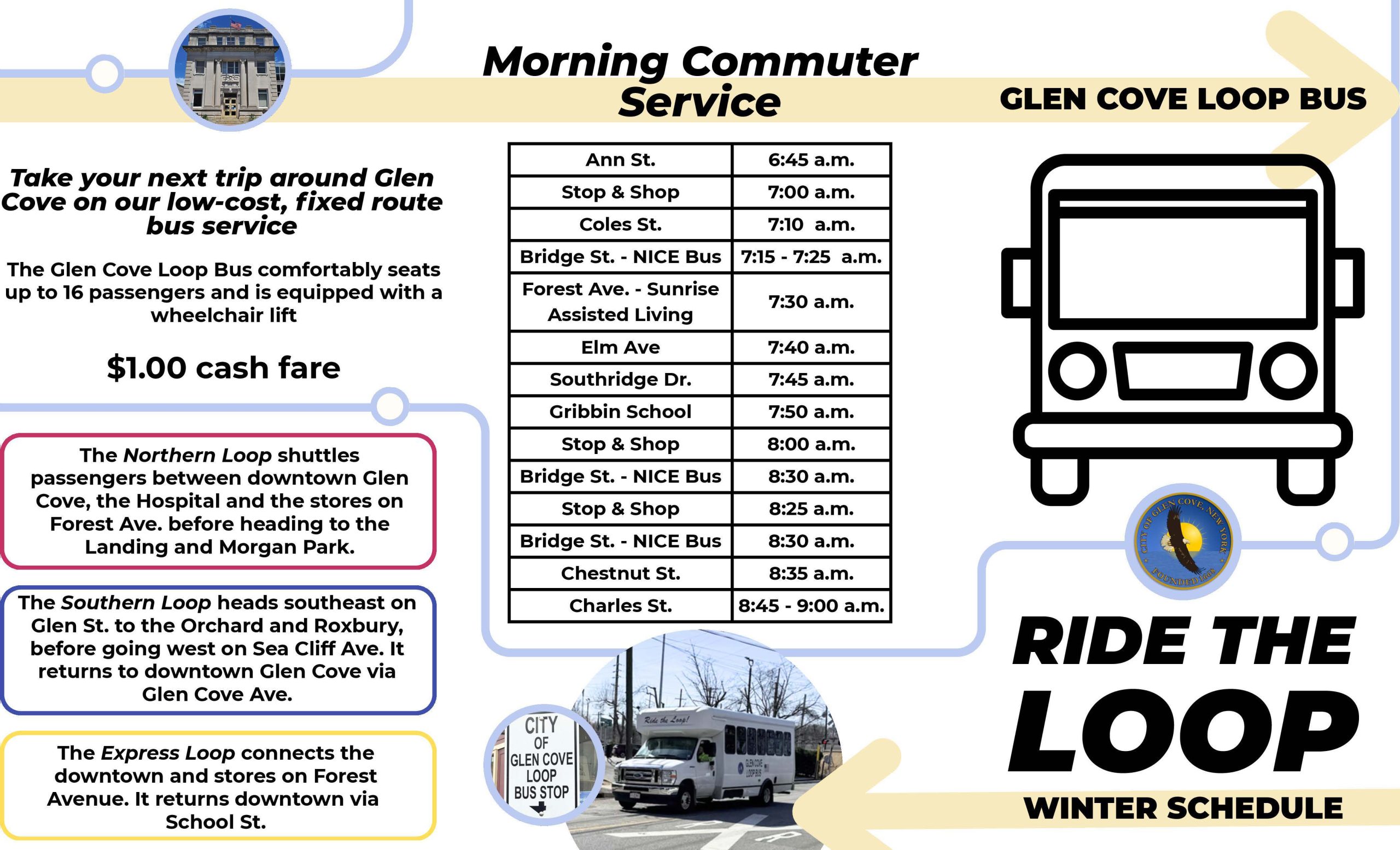 Loop Bus and Map-English Morning Schedule