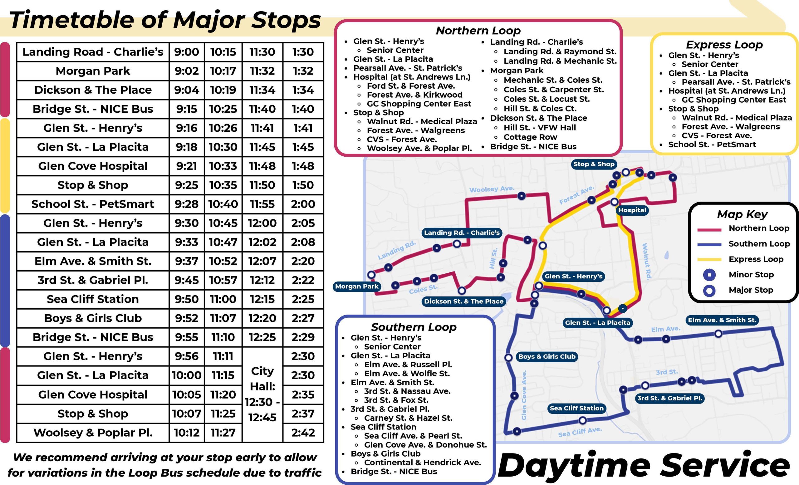 Loop Bus and Map-English Day Schedule