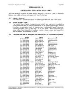Ordinance 10 – Regulation of Speed Limits – Town of Grand Rapids, Wood ...