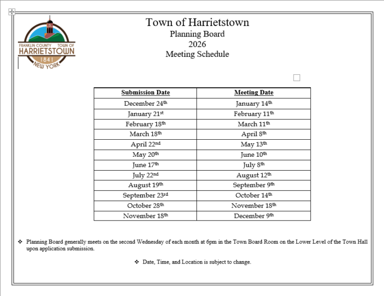 Town Planning Board - Town of Harrietstown