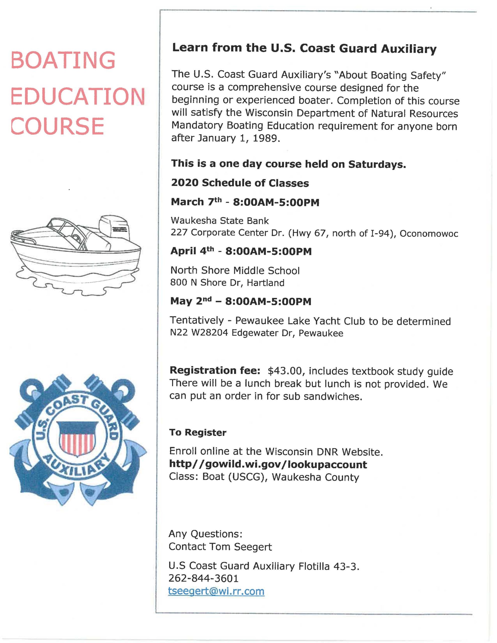 Boating Education Course Village of Summit, Waukesha County, Wisconsin