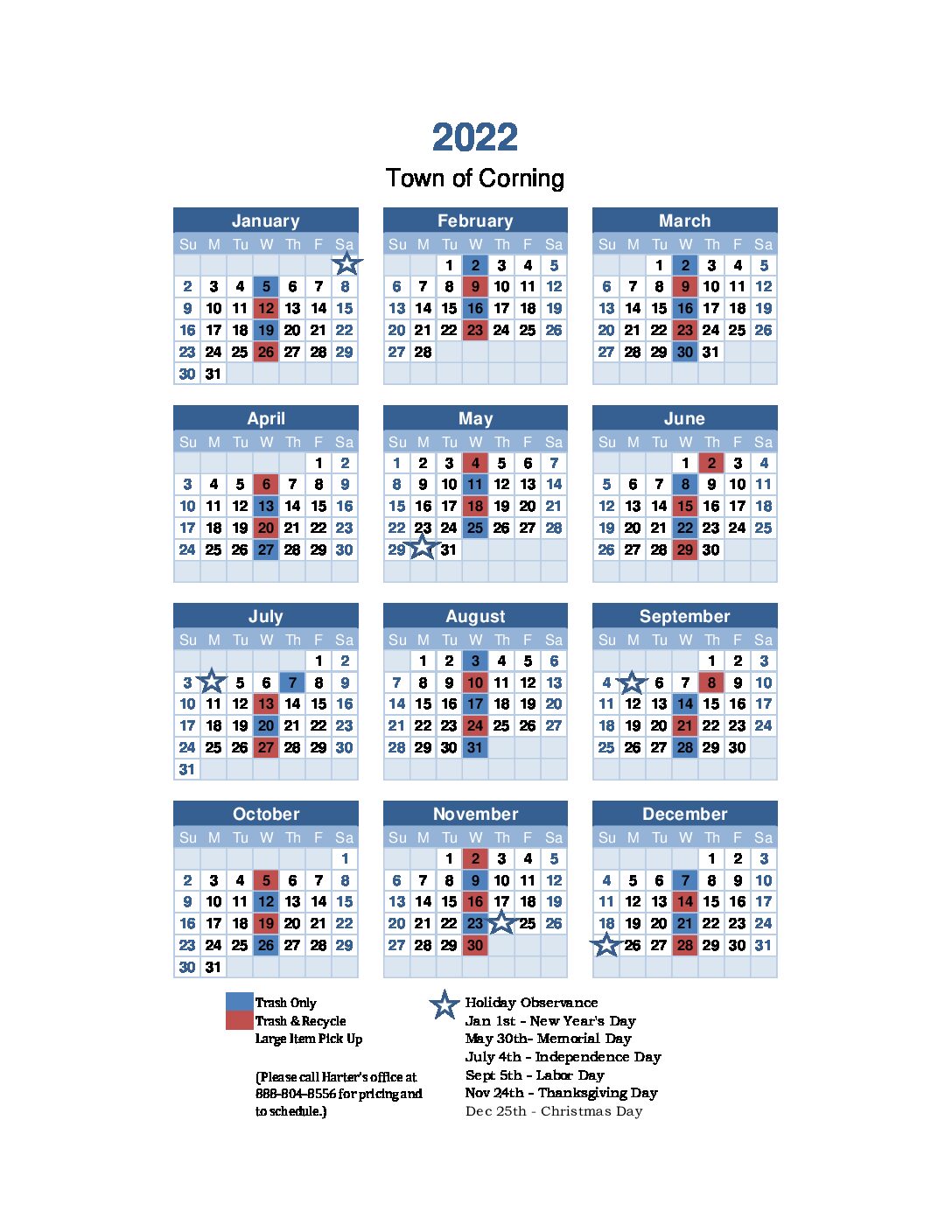 Garbage pickup and recycling dates - Town of Corning