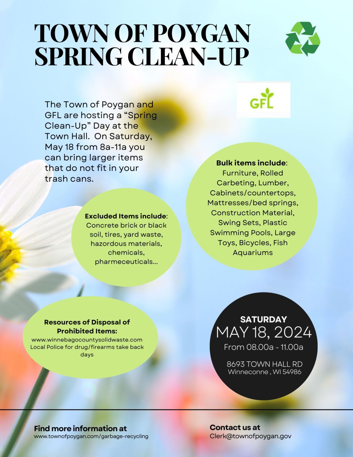 Garbage & Recycling Town of Poygan, Winnebago County, Wisconsin