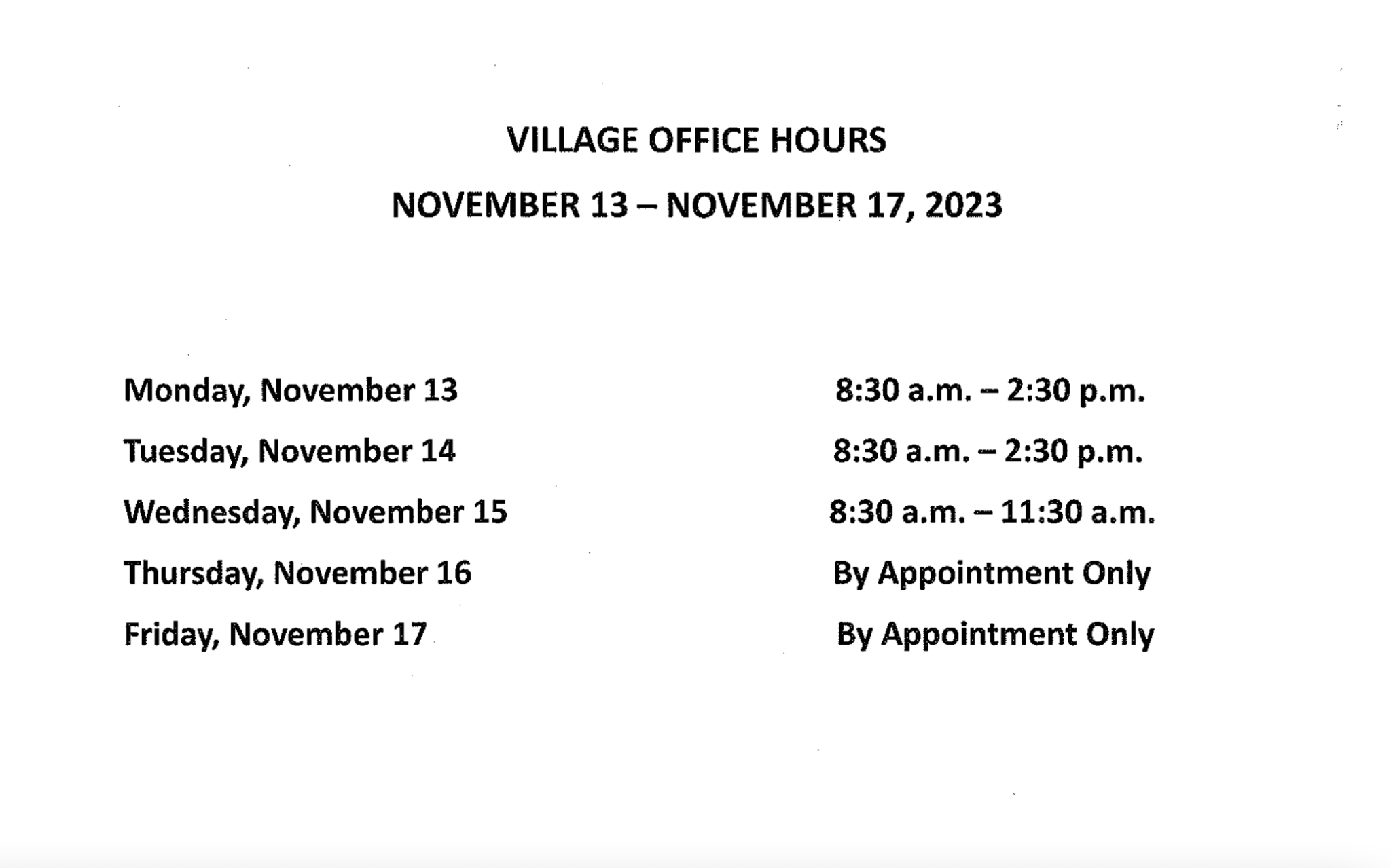 Village Office Hours Village of Poplar, Douglas County, Wisconsin